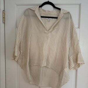 Banana Republic Cream Blouse with Thin Black Stripes
